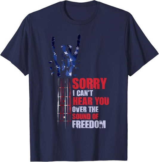 Guitarist 4th Of July American Flag Guitar T-Shirt - T-Shirt | Navy