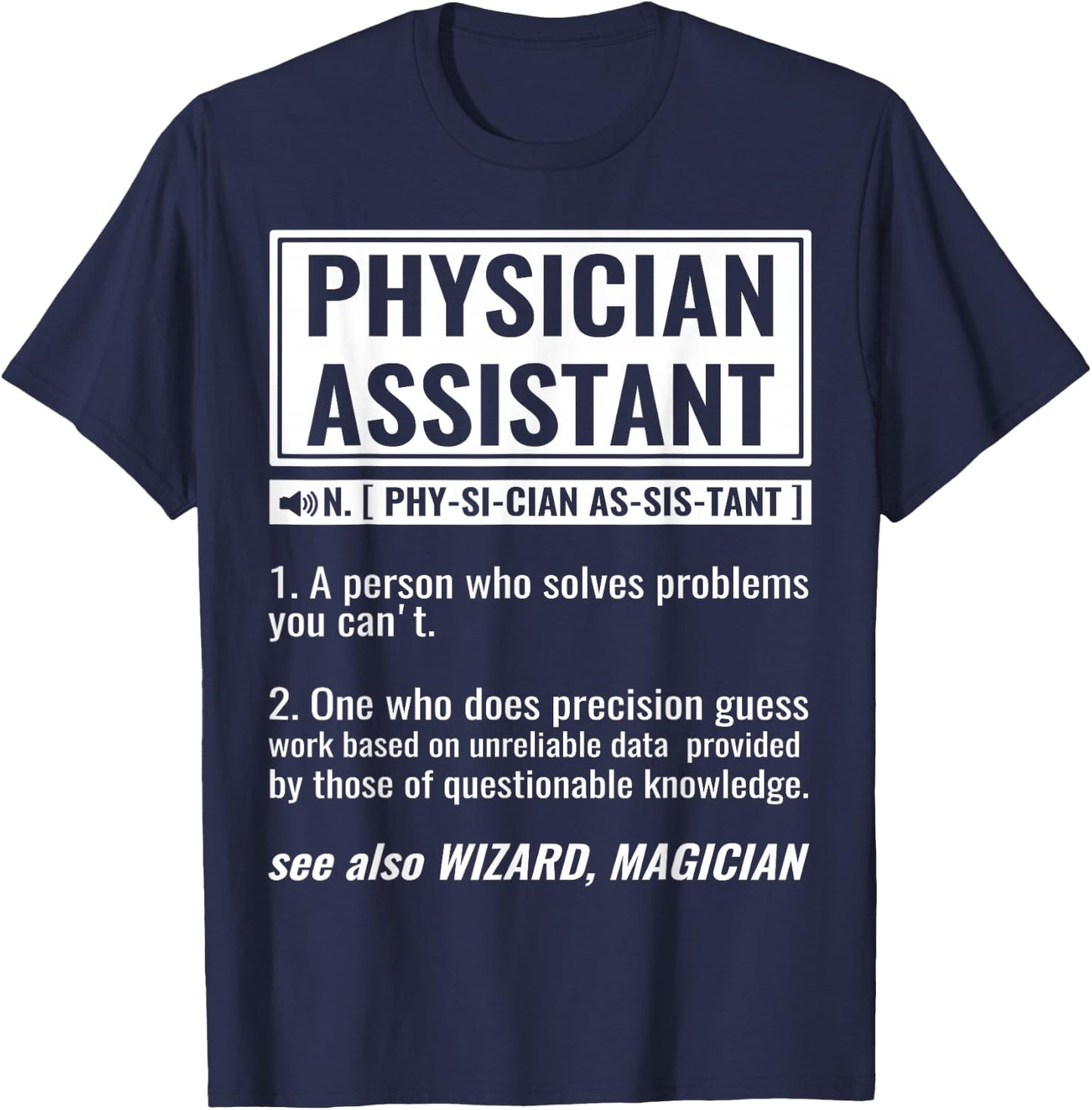 DAIMMER Physician Assistant , -Adults, Black, Small, Short Sleeve, Modern, Halloween T-Shirt - T-Shirt | Navy