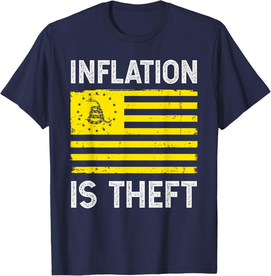 Inflation Is Theft Gadsden Flag T-Shirt - T-Shirt | Navy