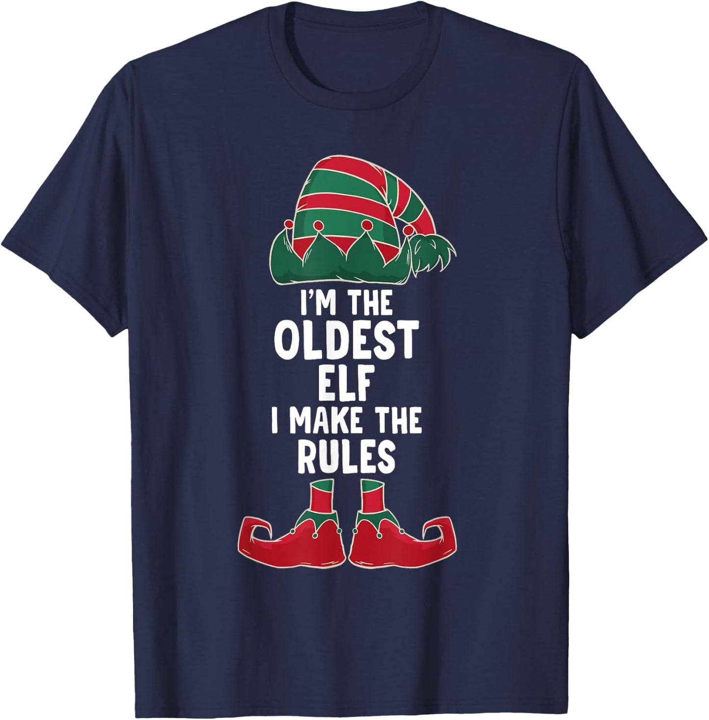 Oldest Sister & Brother Funny Christmas Elf Sibling T-Shirt - T-Shirt | Navy
