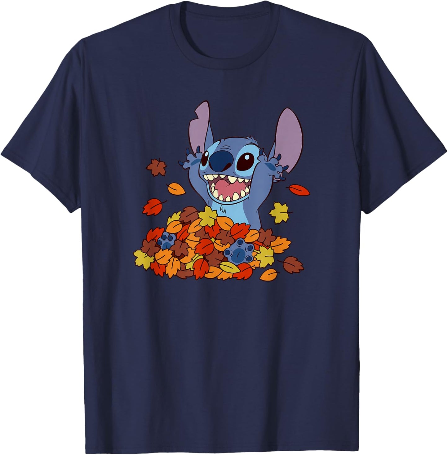 Disney Lilo & Stitch Autumn Leaves Stitch T-Shirt - T-Shirt | Navy