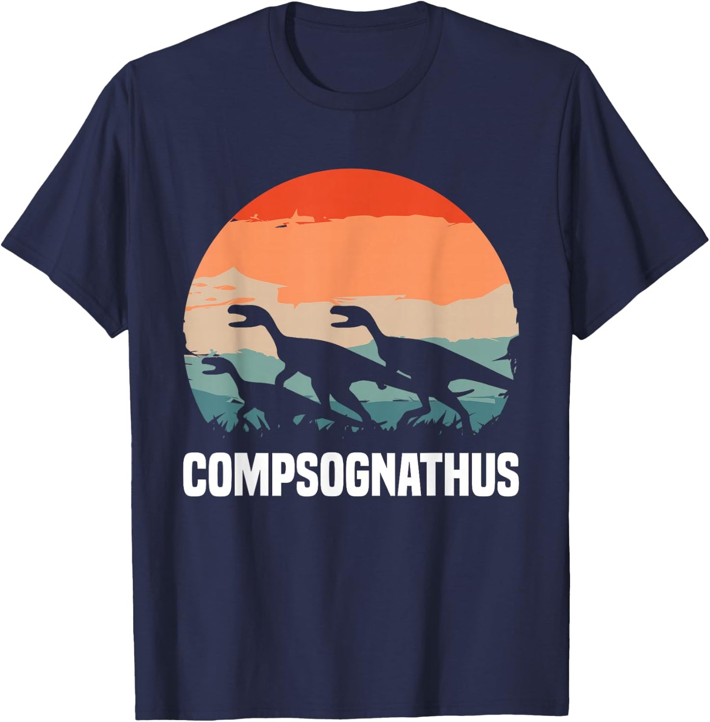 Retro Vintage Compsognathus Dinosaur Lovers T-Shirt - T-Shirt | Navy