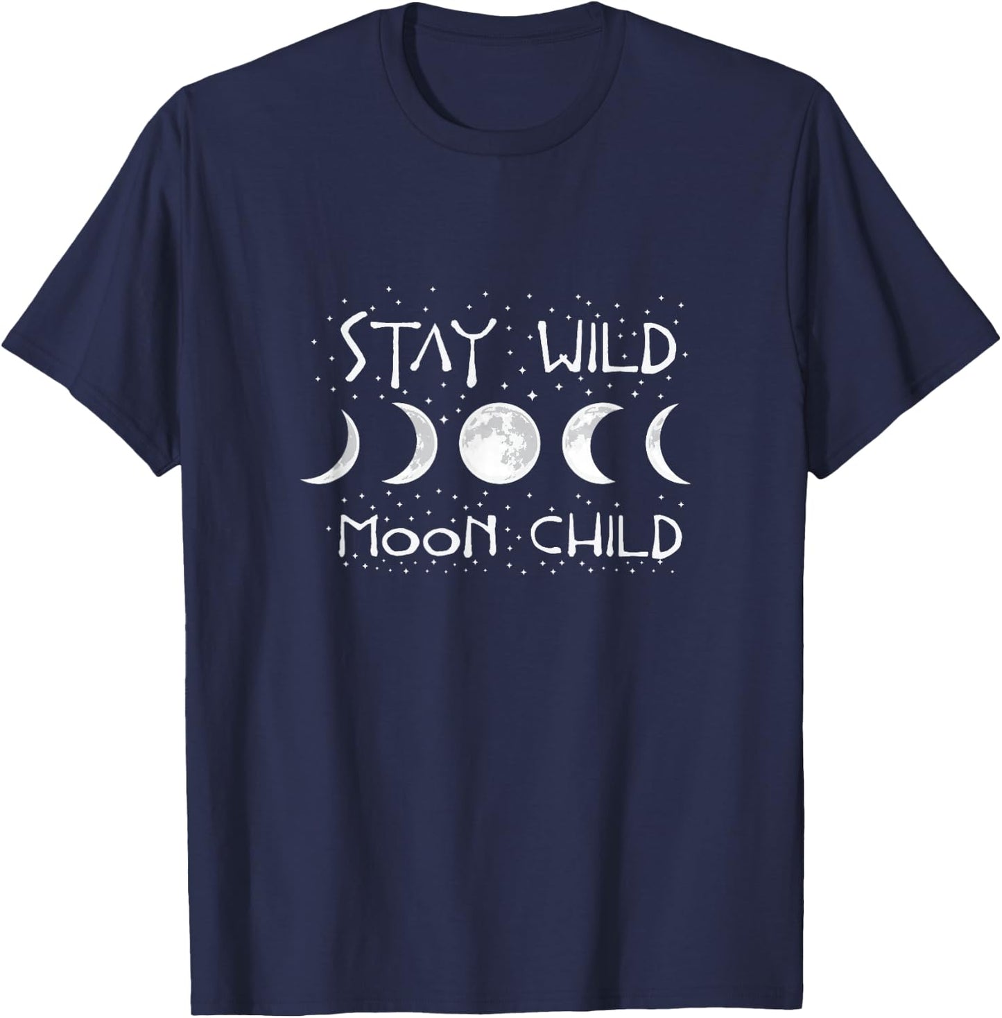 Boho Hippie Wiccan Wicca Moon Phases Stay Wild Moon Child T-Shirt - T-Shirt | Navy