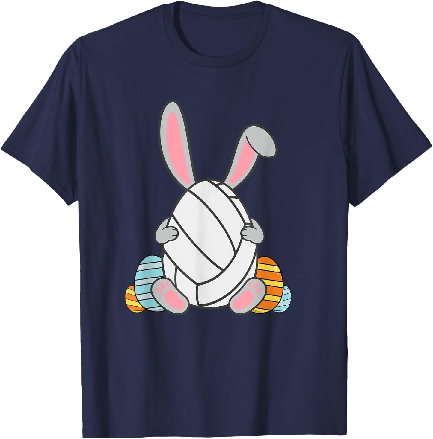 Kids Happy Easter Volleyball Bunny Ears Funny Egg Boys T-Shirt - T-Shirt | Navy
