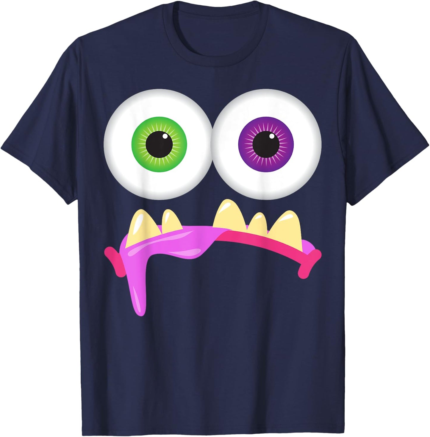 Cute Monster Face Men's Women's Goofy Costume Halloween T-Shirt - T-Shirt | Navy