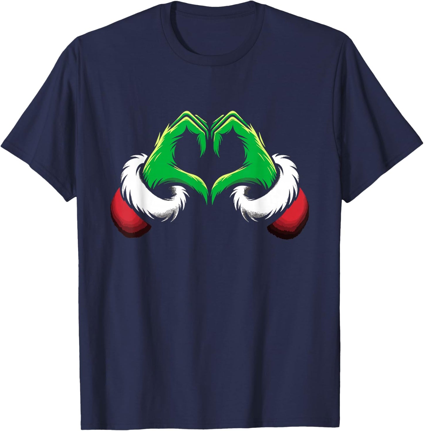 Funny Elf Heart Hands Love Christmas T-Shirt - T-Shirt | Navy