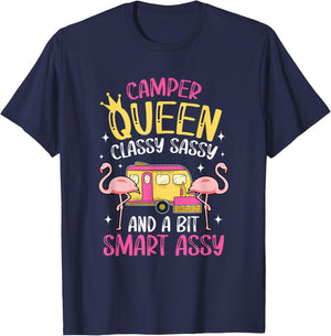 Camper Queen Classy Sassy Smart Funny Women Girls Camping RV T-Shirt - T-Shirt | Navy