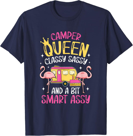 Camper Queen Classy Sassy Smart Funny Women Girls Camping RV T-Shirt - T-Shirt | Navy
