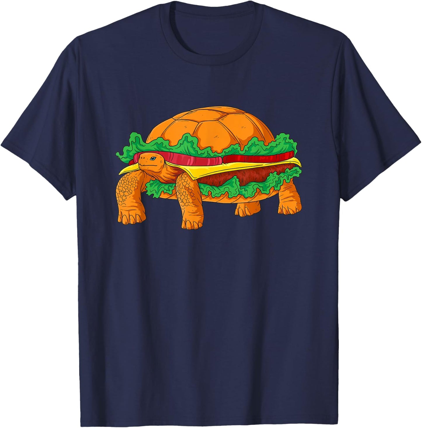 Funny Hamburger Turtle Fast Food Animal T-Shirt - T-Shirt | Navy