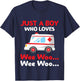 Kids Just A Boy Who Loves Wee Woo Wee Woo Toys Lover Son Grandson T-Shirt - T-Shirt | Navy