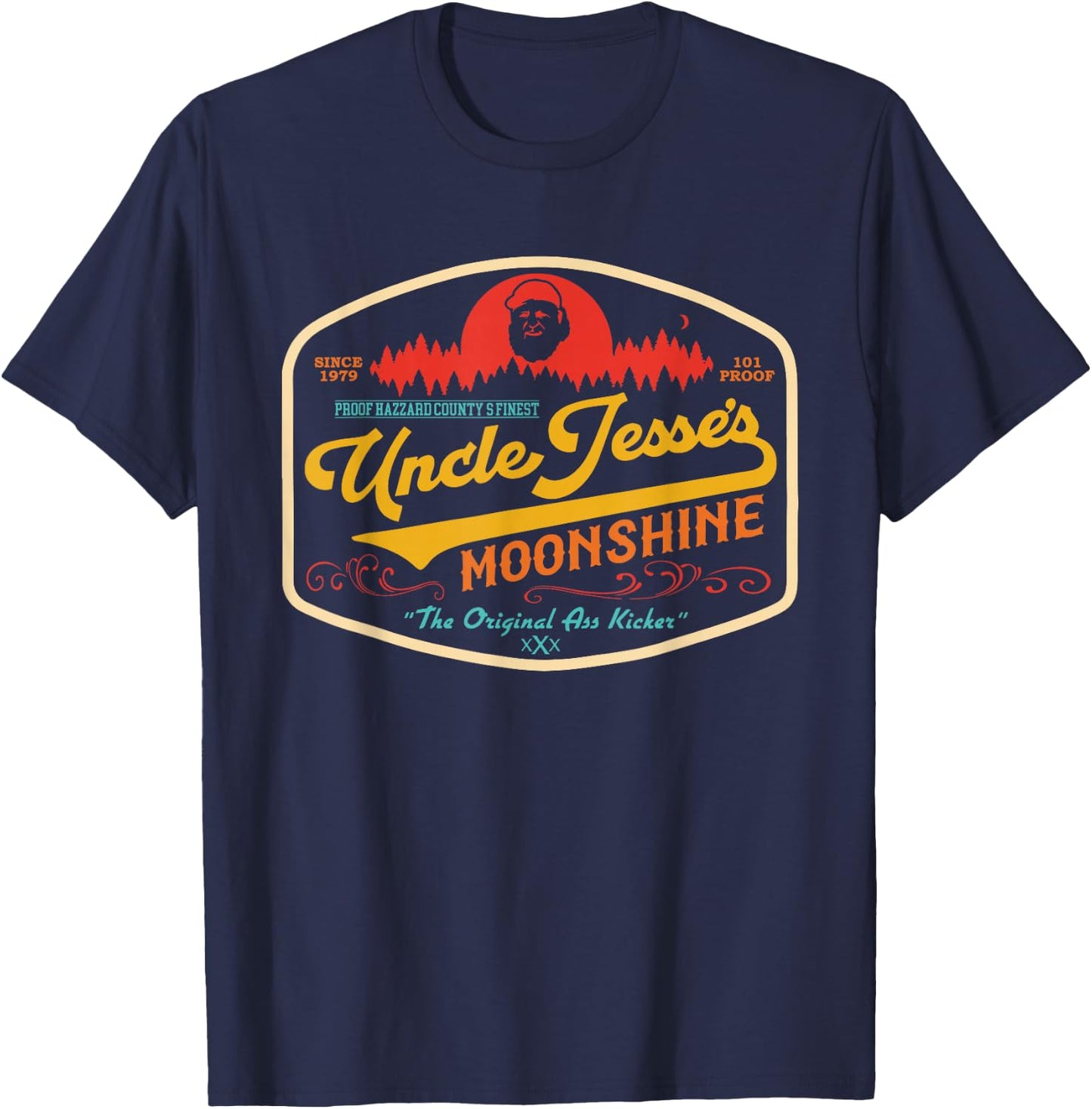101 Proof Hazzard County's Finest Uncle Jesse's Moonshine T-Shirt - T-Shirt | Navy