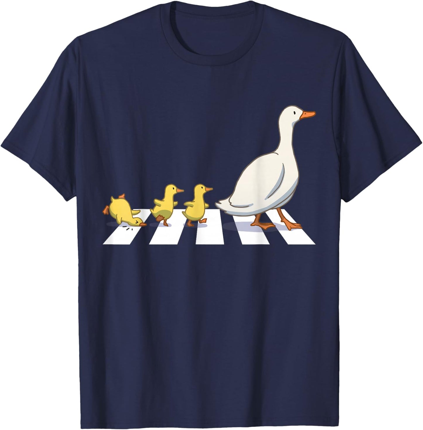 Funny Ducks Crossing Road Crosswalk Rooster Farmer Kid Men T-Shirt - T-Shirt | Navy
