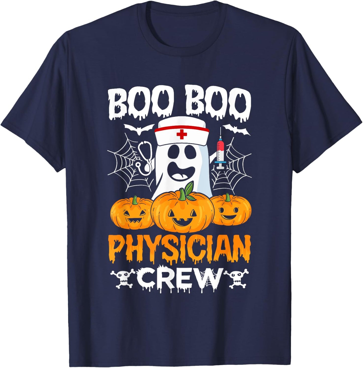 Boo Boo Physician Crew Halloween Doctor Healthcare Medical T-Shirt - T-Shirt | Navy