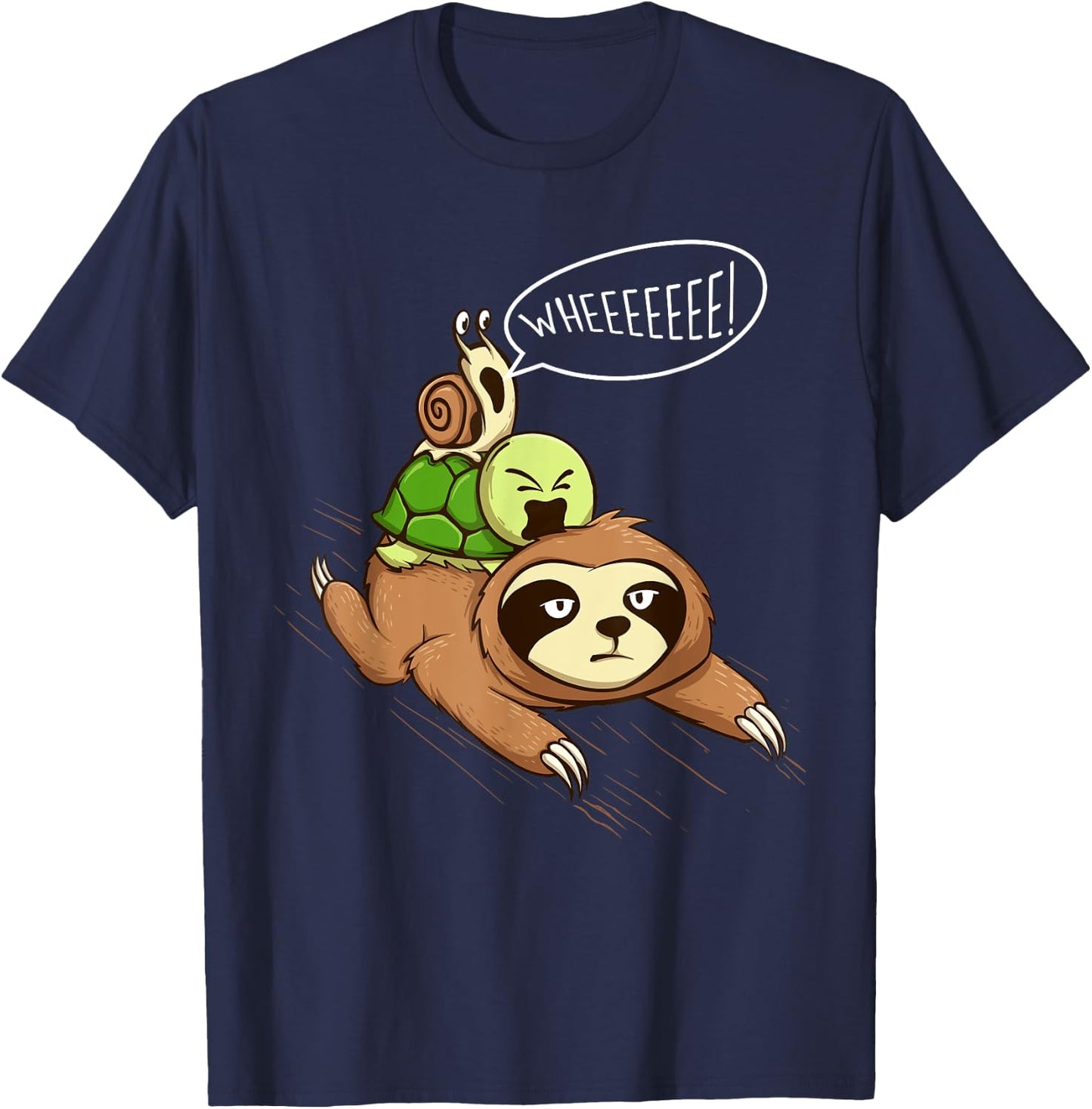 Wheeeeeee - Wildlife Sloth Turtle Snail Animal Pet Lover T-Shirt - T-Shirt | Navy