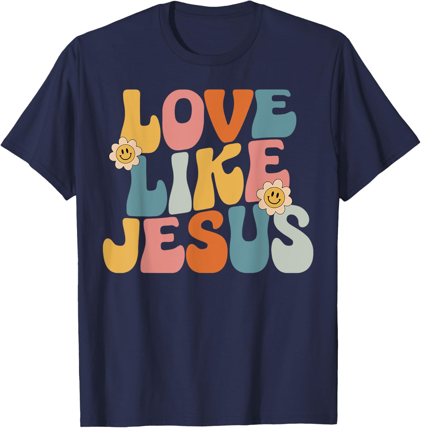 Retro Love Like Jesus T-Shirt - T-Shirt | Navy
