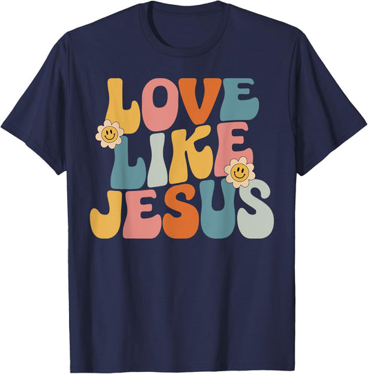 Retro Love Like Jesus T-Shirt - T-Shirt | Navy