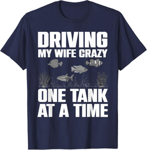 Cute Aquarium Art For Husband Men Fishbowl Fish Tank Lover T-Shirt - T-Shirt | Navy