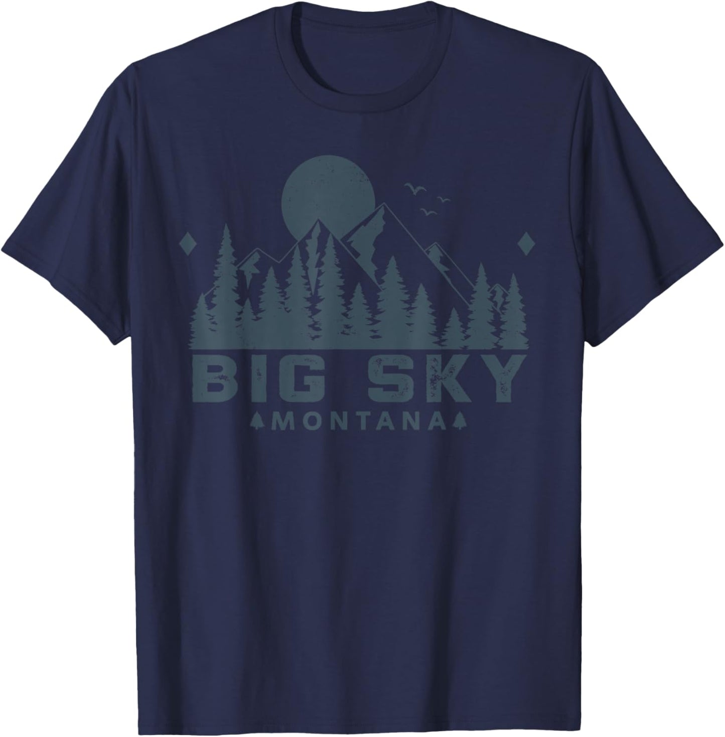 Vintage Big Sky Montana MT Ski Mountain Outdoor Vacation T-Shirt - T-Shirt | Navy