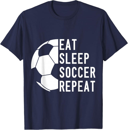 Eat Sleep Soccer Repeat T-Shirt - T-Shirt | Navy