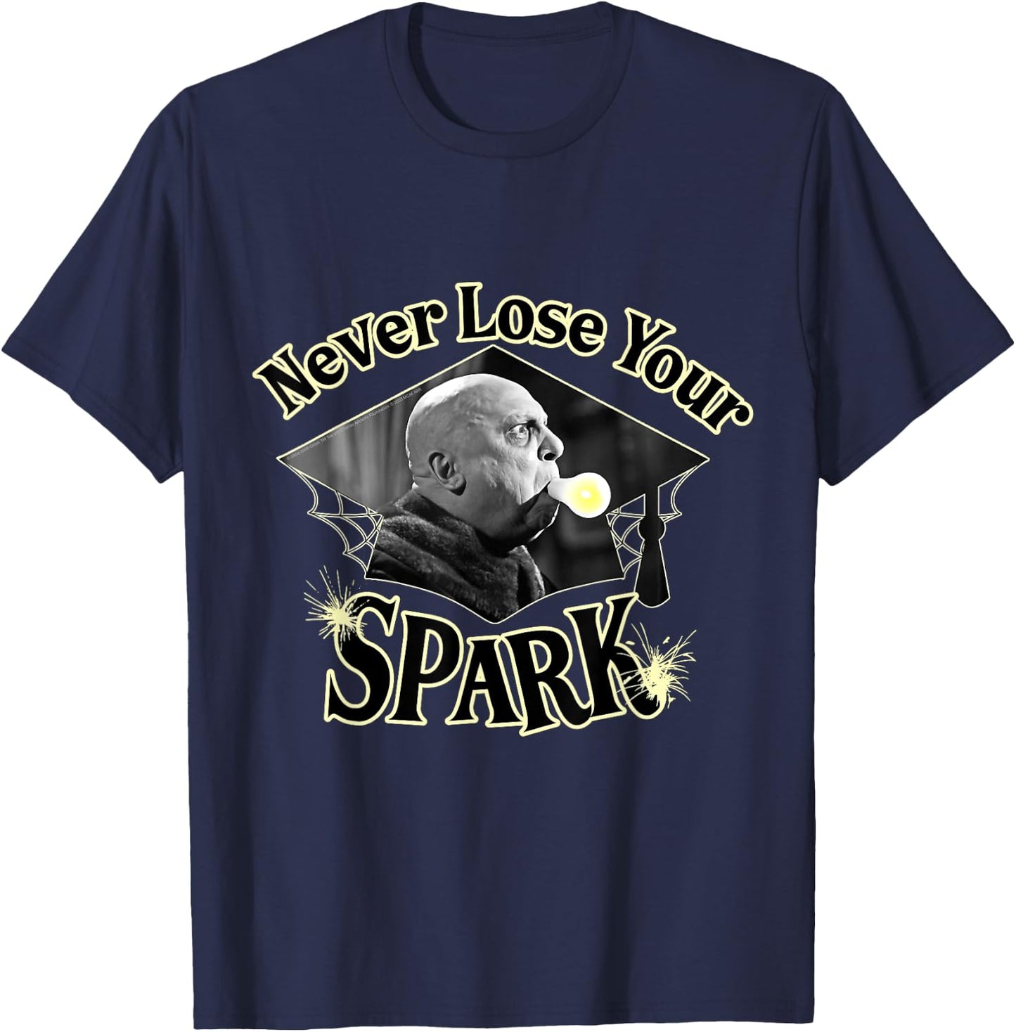 The Addams Family TV Series – Uncle Fester Graduation Spark T-Shirt - T-Shirt | Navy