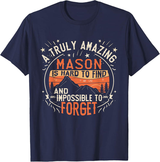 A Truly Amazing Mason Is Hard To Find Funny Retro T-Shirt - T-Shirt | Navy