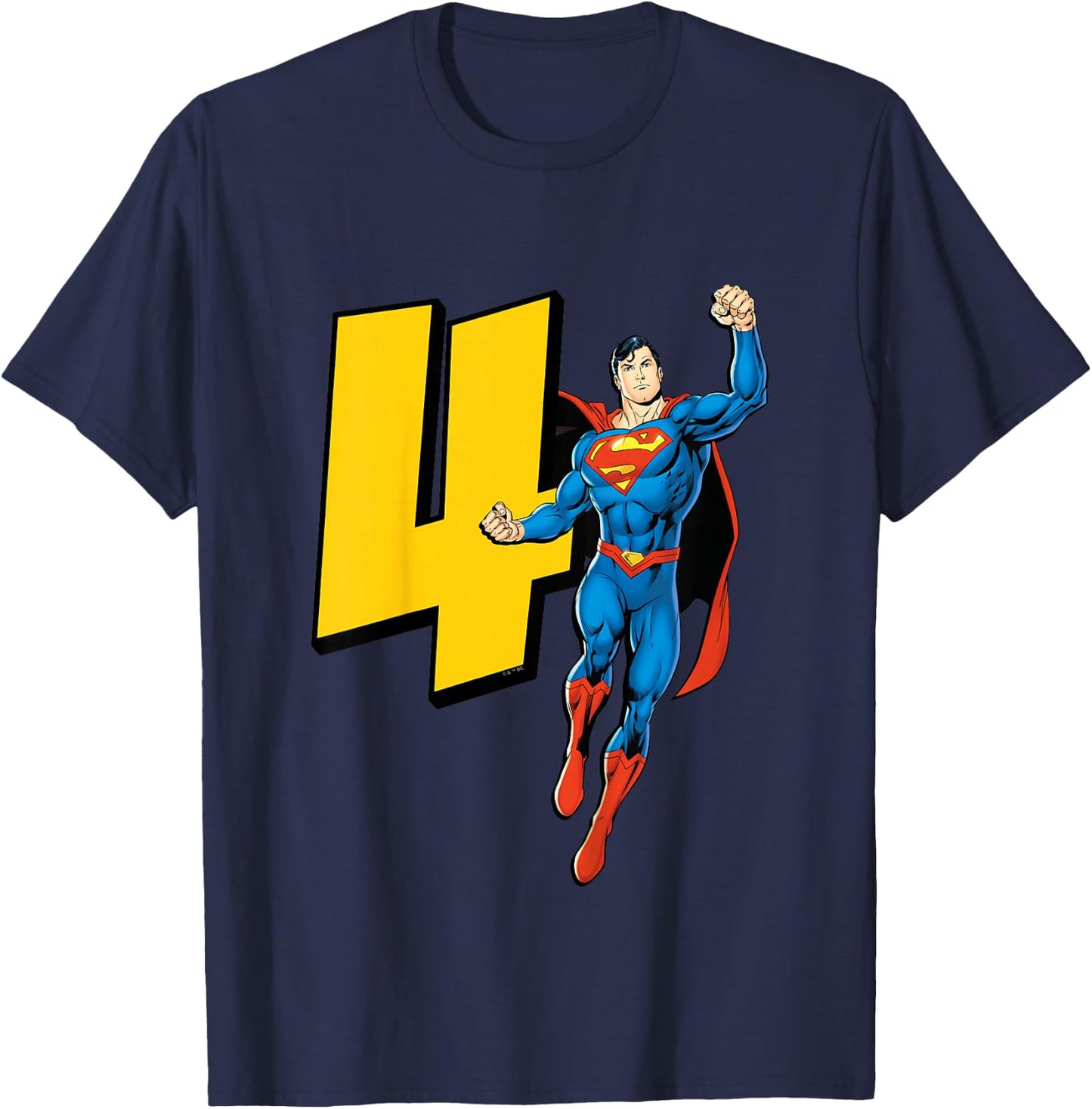 Kids Superman Super Hero 4th Birthday T-Shirt - T-Shirt | Navy