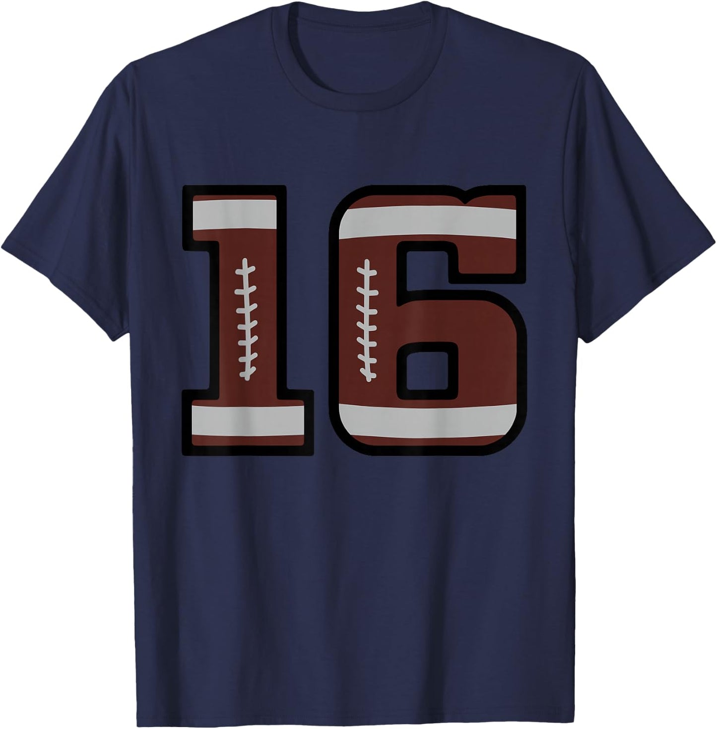 Number #16 Football Number T-Shirt - T-Shirt | Navy
