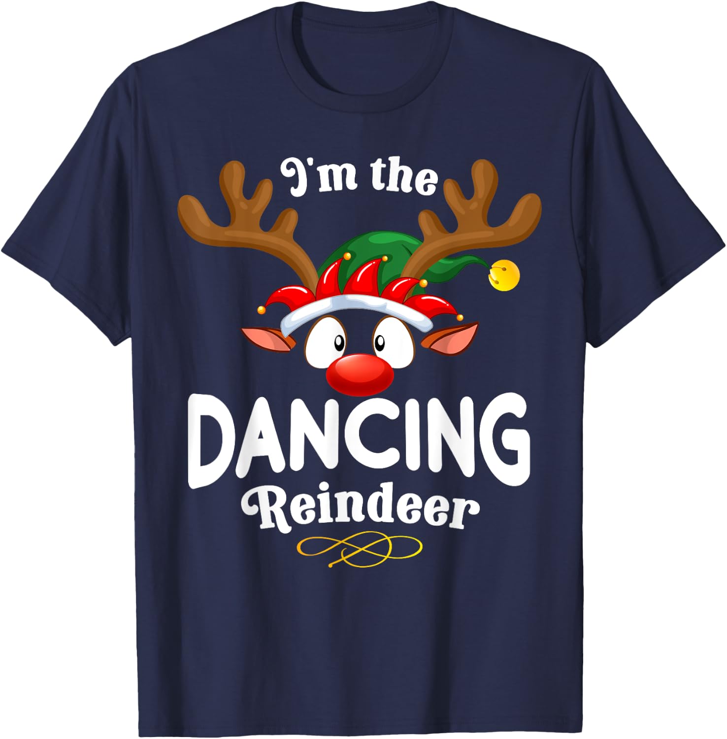 Christmas PJS Dancing XMas Reindeer Matching T-Shirt - T-Shirt | Navy