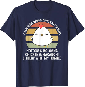 Chicken Wing Chicken Wing Hot Dog and Bologna T-Shirt - T-Shirt | Navy