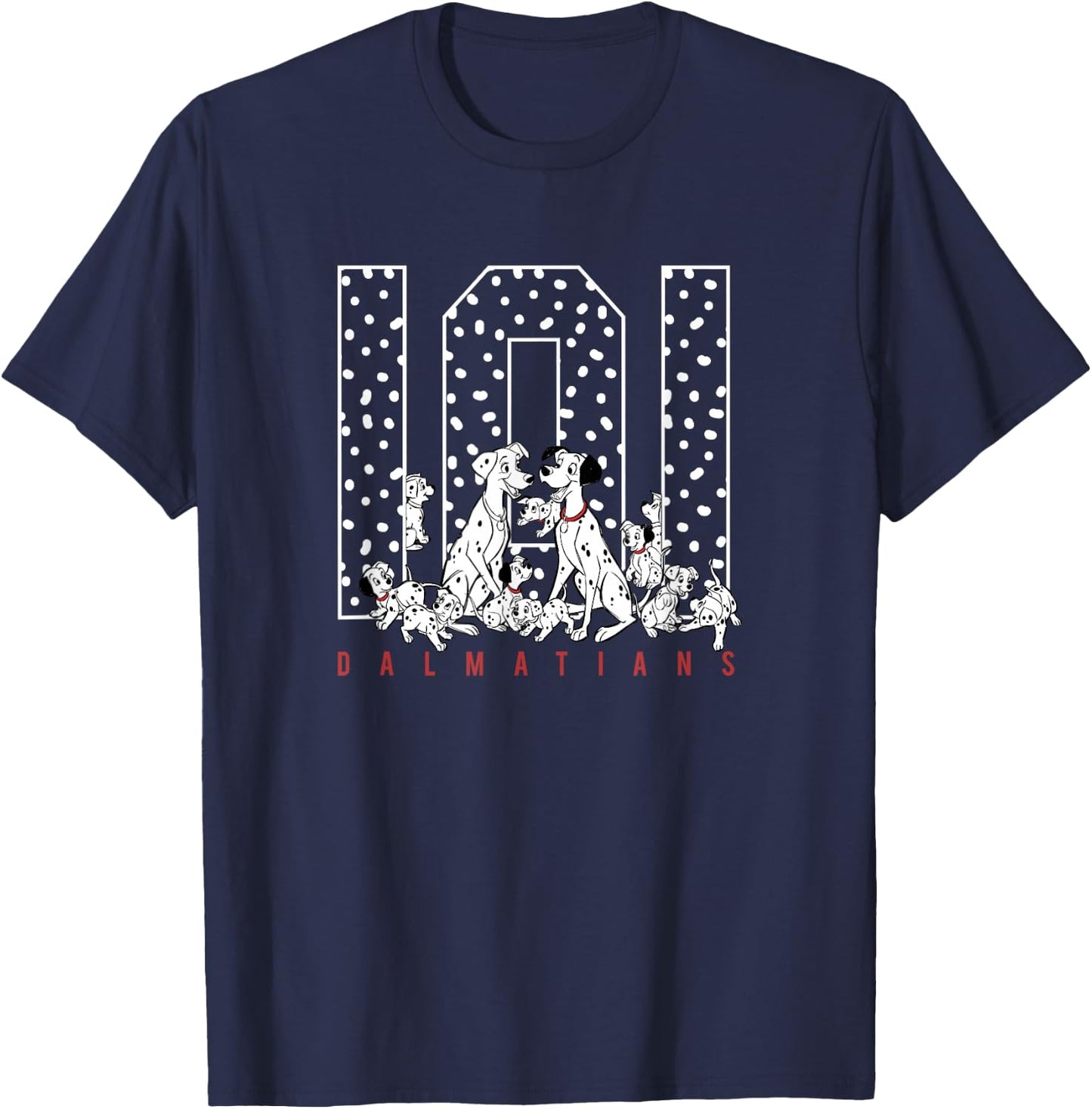 Disney 101 Dalmatians Group Shot Big Spotted Numbers T-Shirt - T-Shirt | Navy