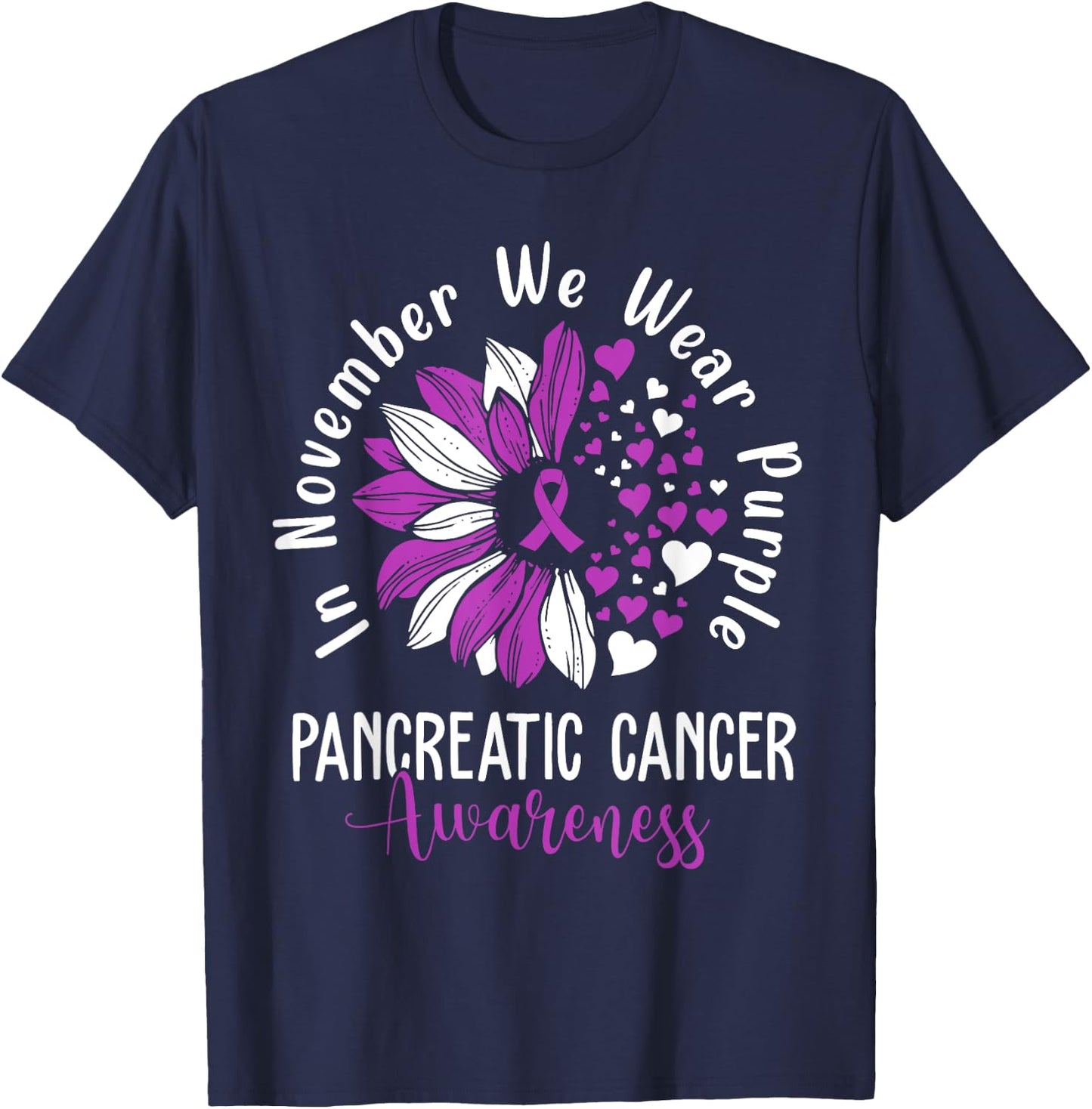 In November We Wear Purple Pancreatic Cancer Awareness T-Shirt - T-Shirt | Navy