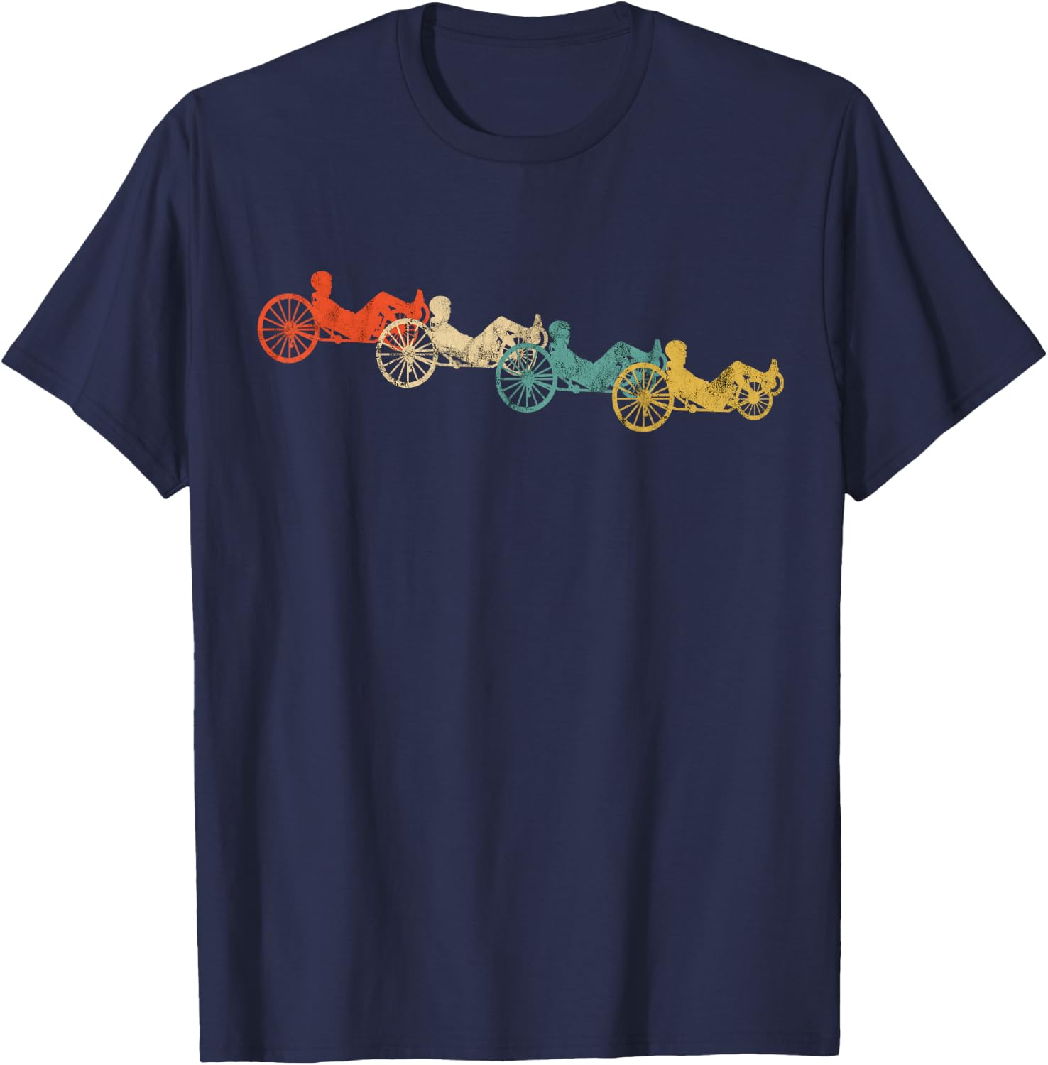 Recumbent Bike Cyclist Vintage Retro Cycling Recumbent Trike T-Shirt - T-Shirt | Navy