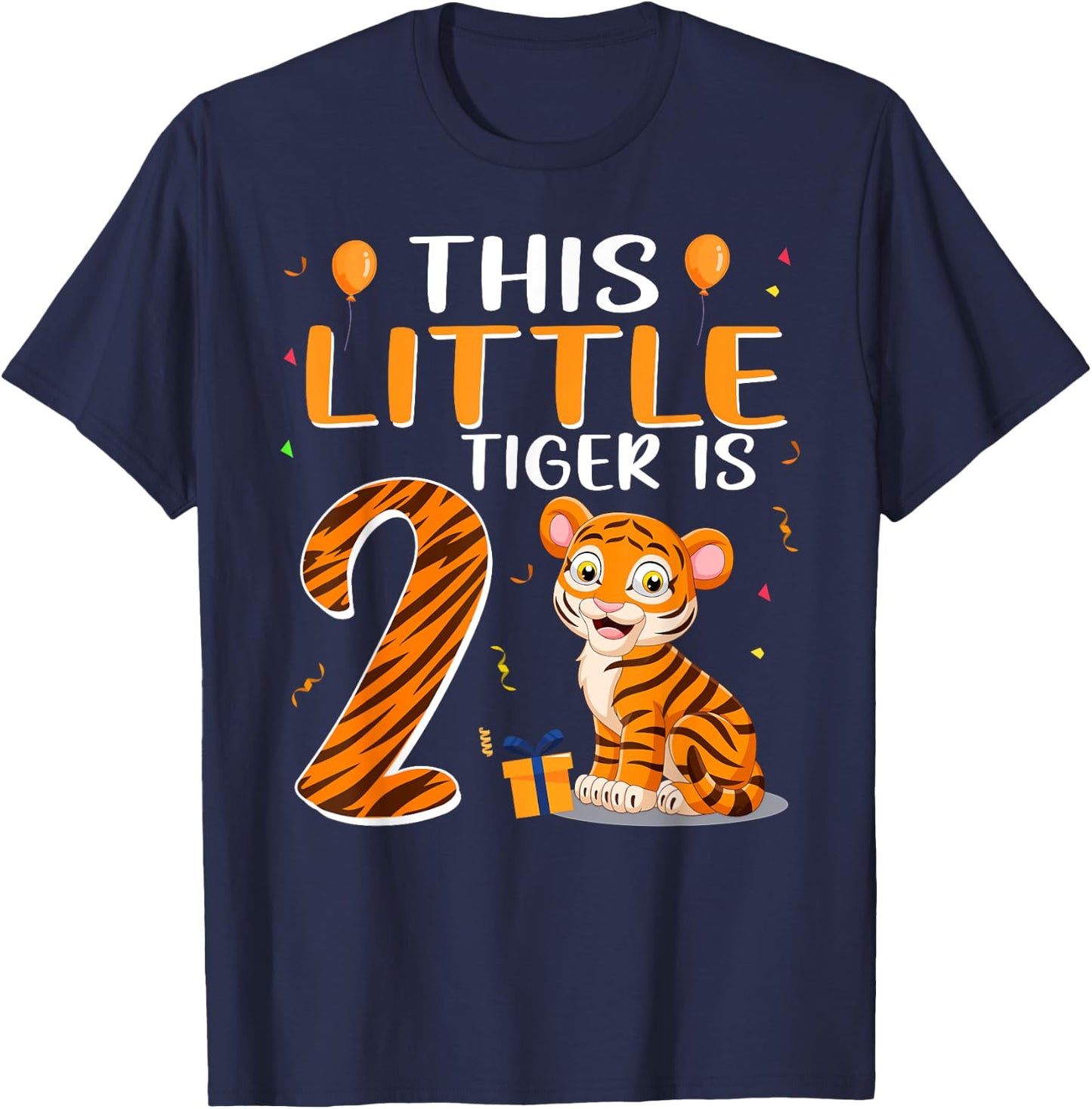 This Little Tiger Is 2 Birthday Party 2 Year Old T-Shirt - T-Shirt | Navy
