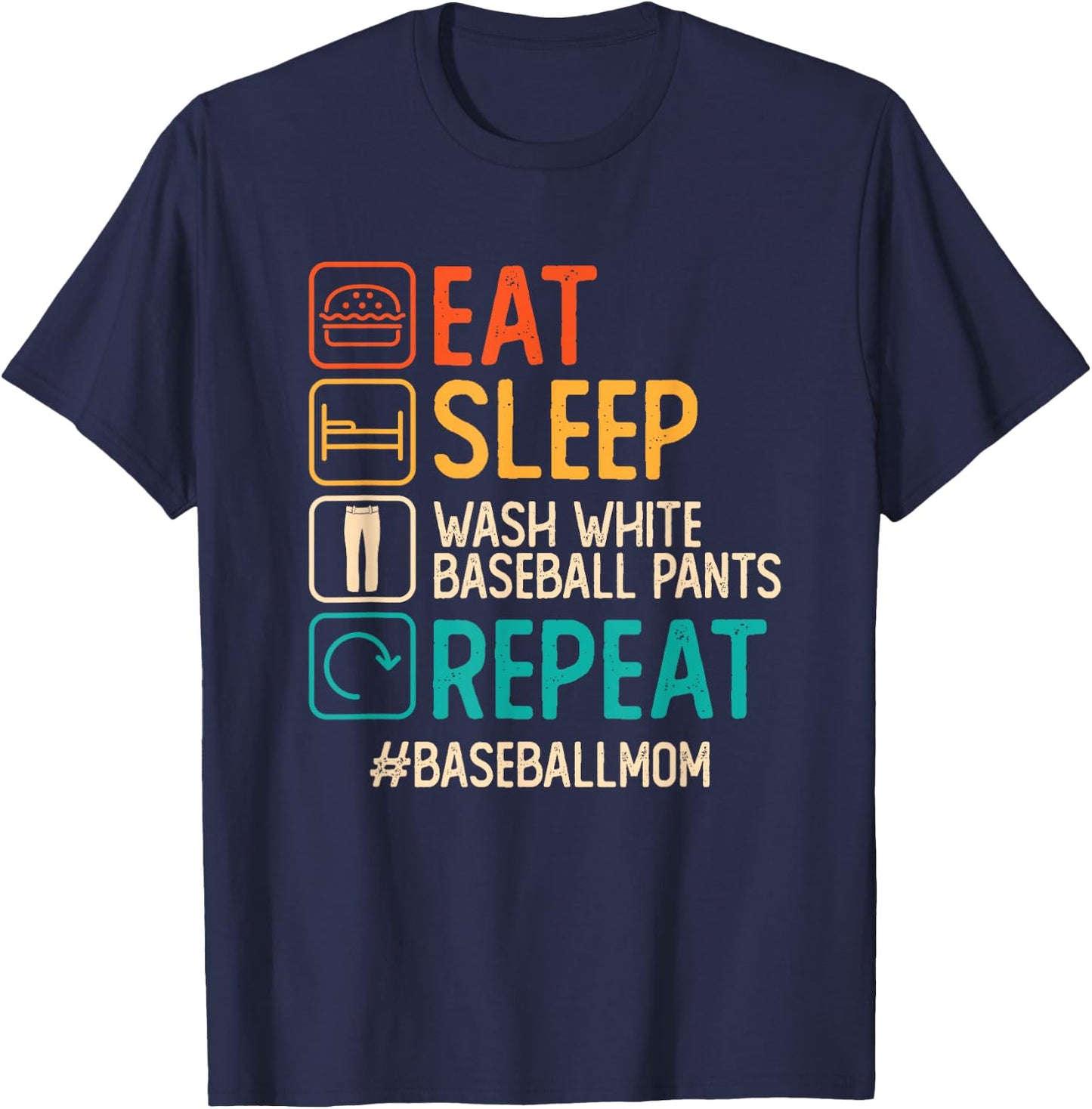 Wash White Baseball Pants Moms Against White Baseball Pants T-Shirt - T-Shirt | Navy