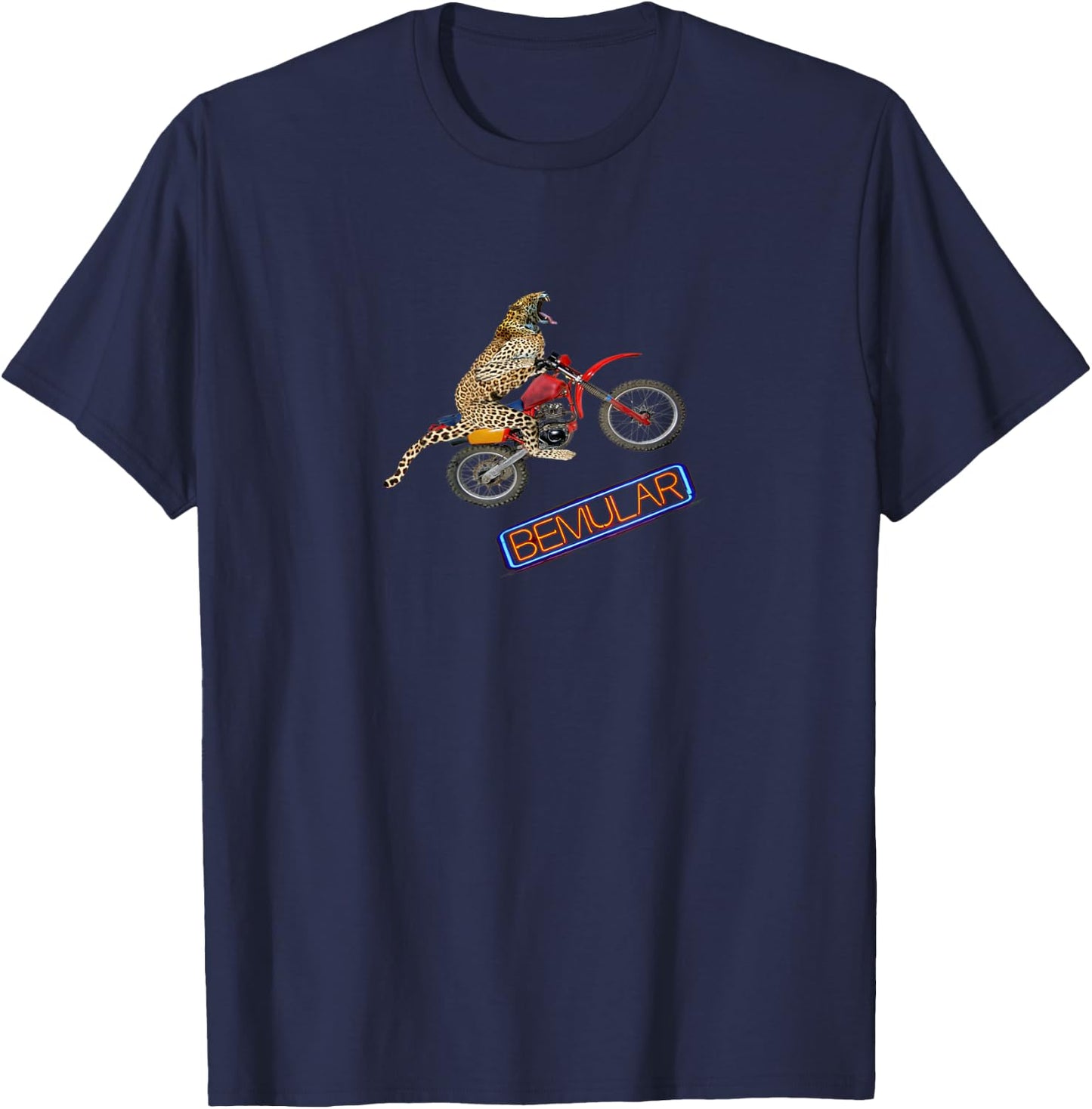 The Jumping Jaguar / Cat on Dirt Bike Women Kids T-Shirt - T-Shirt | Navy