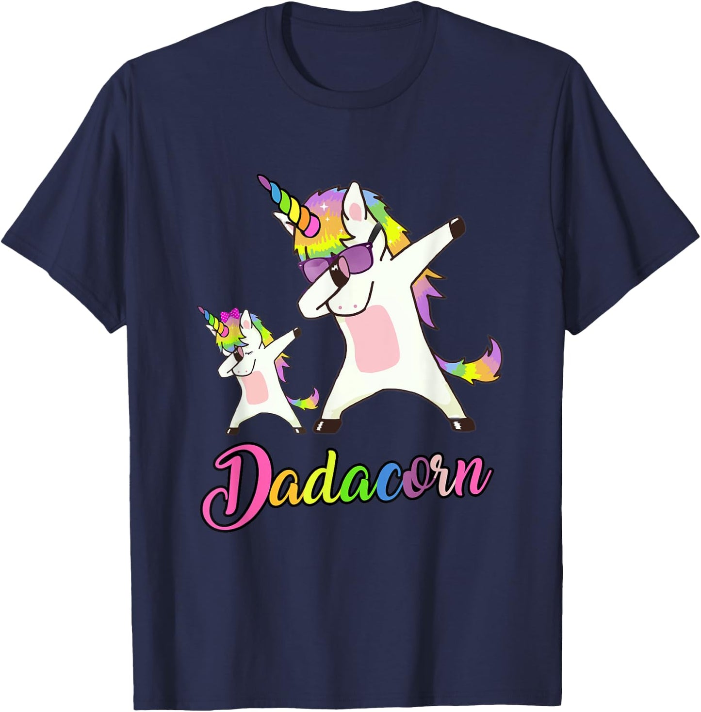 Dadacorn Funny Unicorn Daddy Unicorn Girl and Father T-Shirt - T-Shirt | Navy