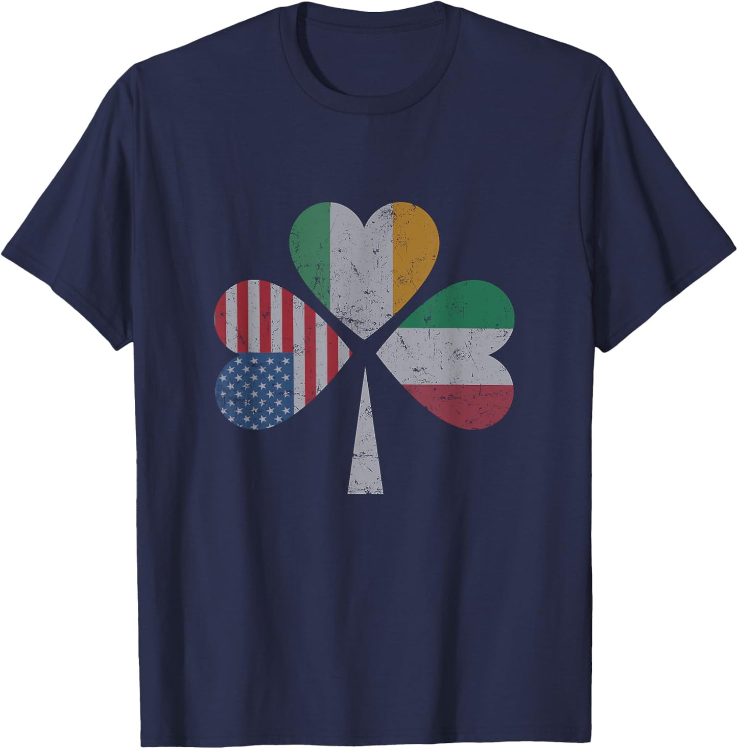 Irish Italian American Flag Ireland Italy USA Patrick's Day Women Kids Men T-Shirt - T-Shirt | Navy