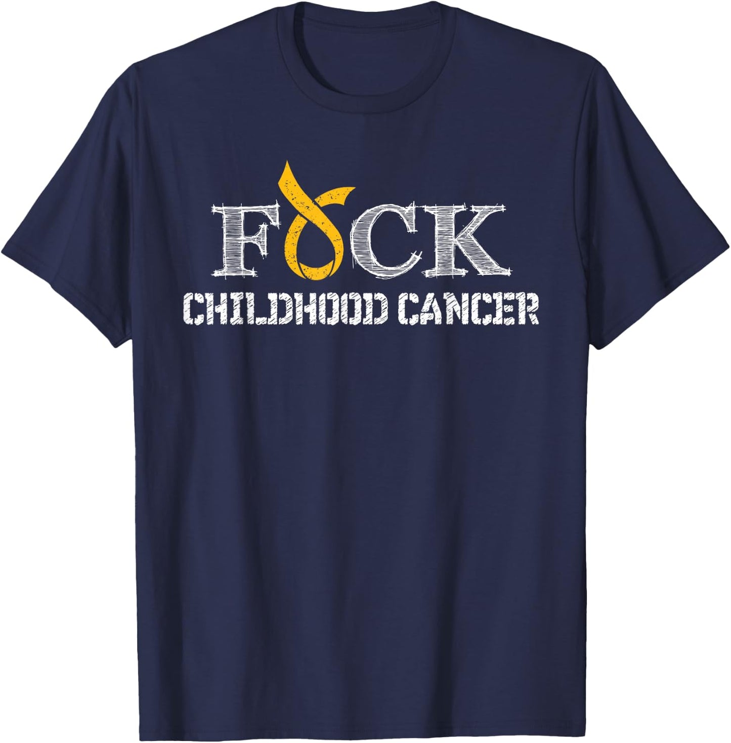 F+ck- Childhood Cancer Awareness Supporter Ribbon T-Shirt - T-Shirt | Navy