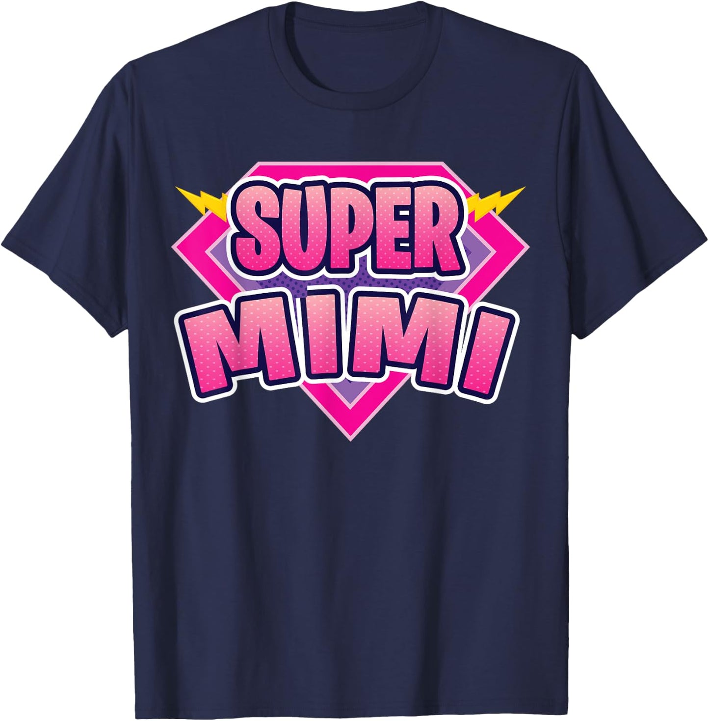 Super Mimi Superhero Grandmother Comic Book Funny Matching T-Shirt - T-Shirt | Navy