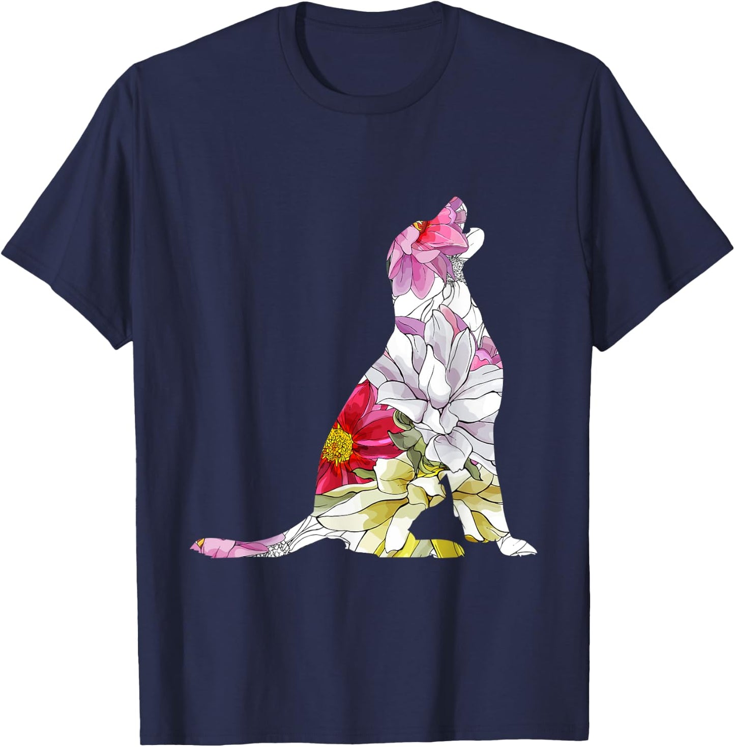 Floral Labrador - Botanical Flowers Dog Owner Pet Breeder T-Shirt - T-Shirt | Navy