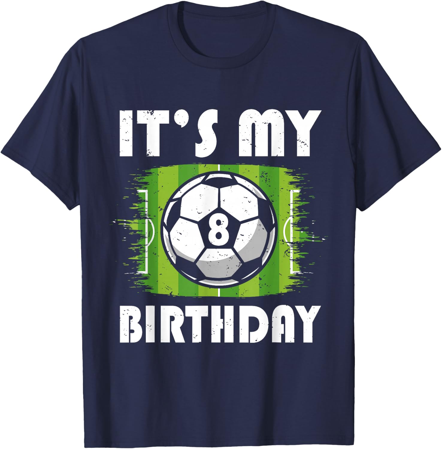 8 Years Old Kids Soccer Player 8th Birthday Boy T-Shirt - T-Shirt | Navy