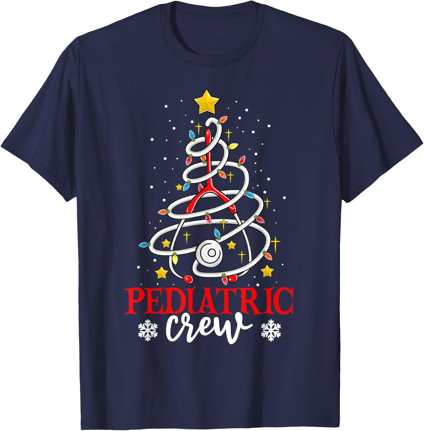 Xmas Nursing Shirt , Christmas Nurse Pediatric Crew T-Shirt - T-Shirt | Navy