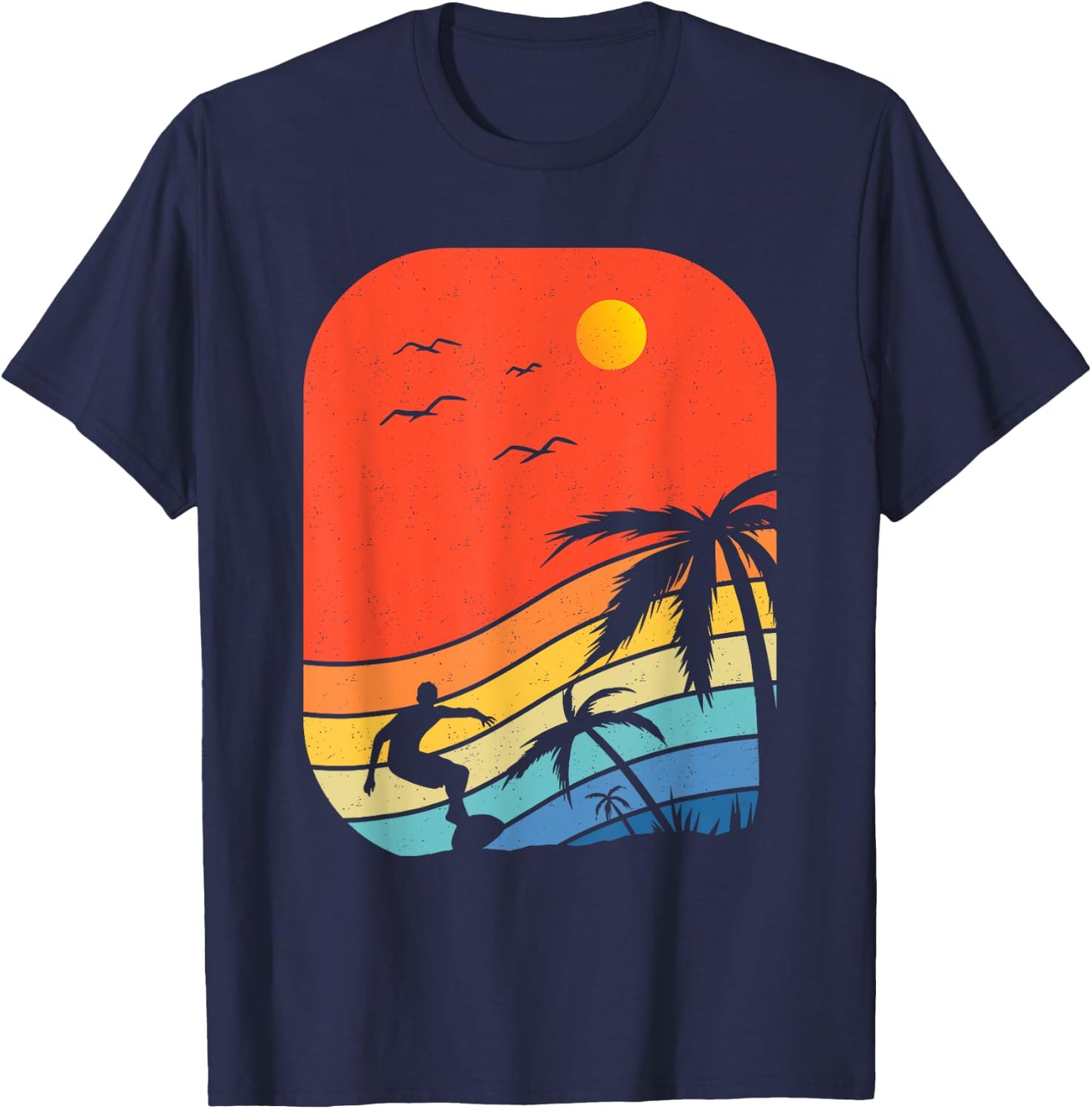 Vintage Surfer Retro Surfing Beach Surf Hawaiian Women Girls Kids T-Shirt - T-Shirt | Navy