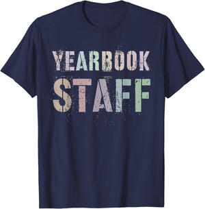 Vintage YEARBOOK STAFF Literary Club School Publication Edit T-Shirt - T-Shirt | Navy