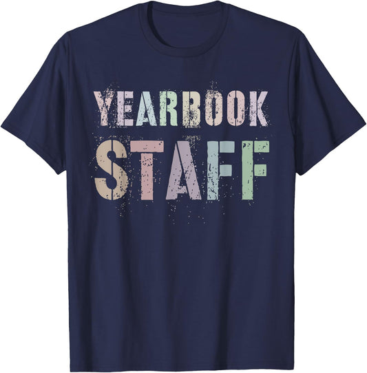Vintage YEARBOOK STAFF Literary Club School Publication Edit T-Shirt - T-Shirt | Navy