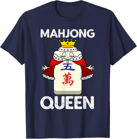 Cool Mahjong Girls Chinese Mah Jongg Queen Player T-Shirt - T-Shirt | Navy