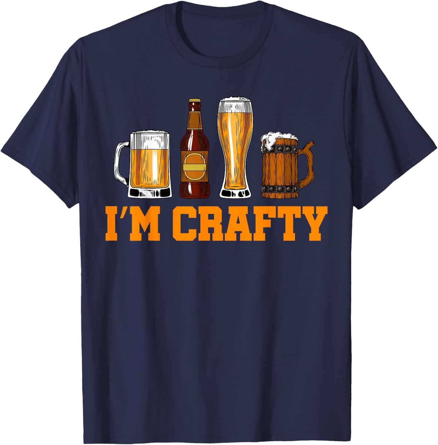 Craft Beer Art I'm Crafty Home Brew Beer Vintage T-Shirt - T-Shirt | Navy