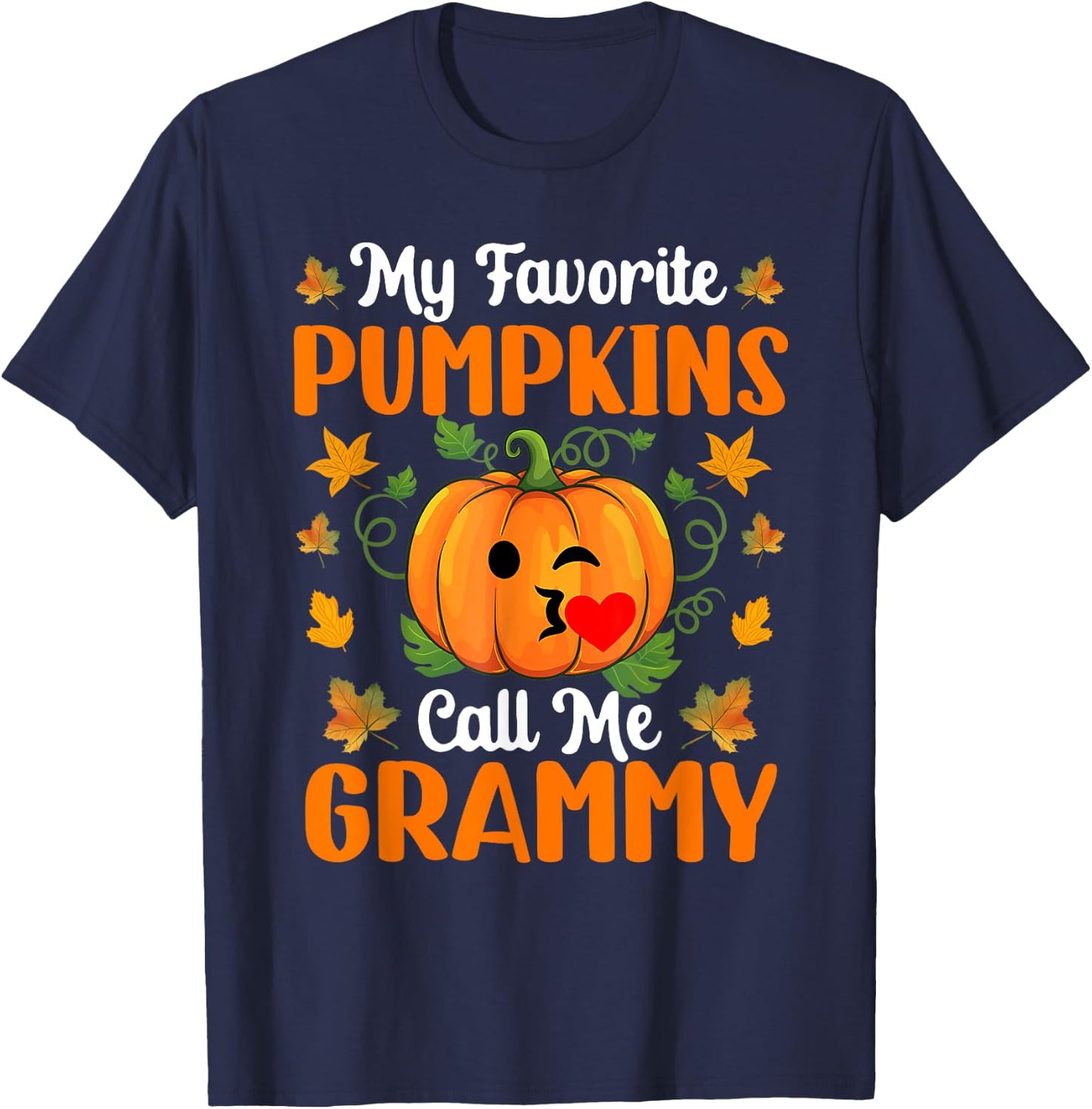 My Favorite Pumpkins Call Me Grammy Shirt Funny Halloween T-Shirt - T-Shirt | Navy