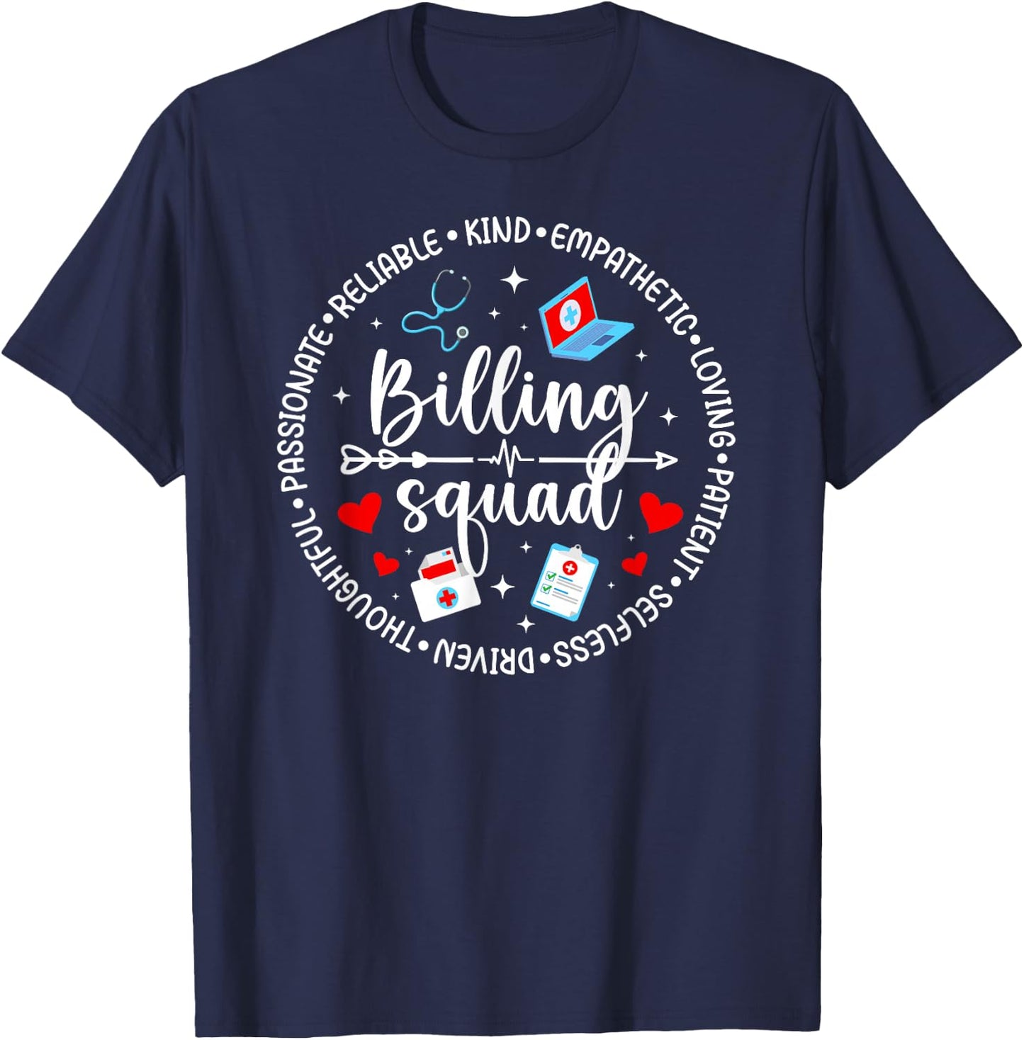 Billing Squad Medical Biller Team Medical Biller Crew T-Shirt - T-Shirt | Navy