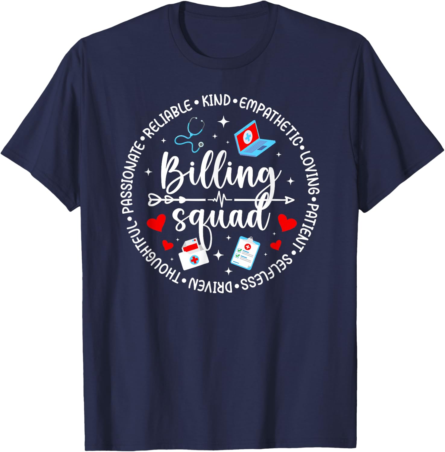 Billing Squad Medical Biller Team Medical Biller Crew T-Shirt - T-Shirt | Navy